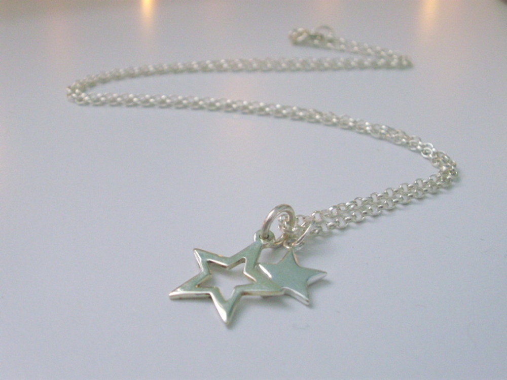 Star Necklace, Sterling Silver Star Pendant Necklace, Silver Necklace ...