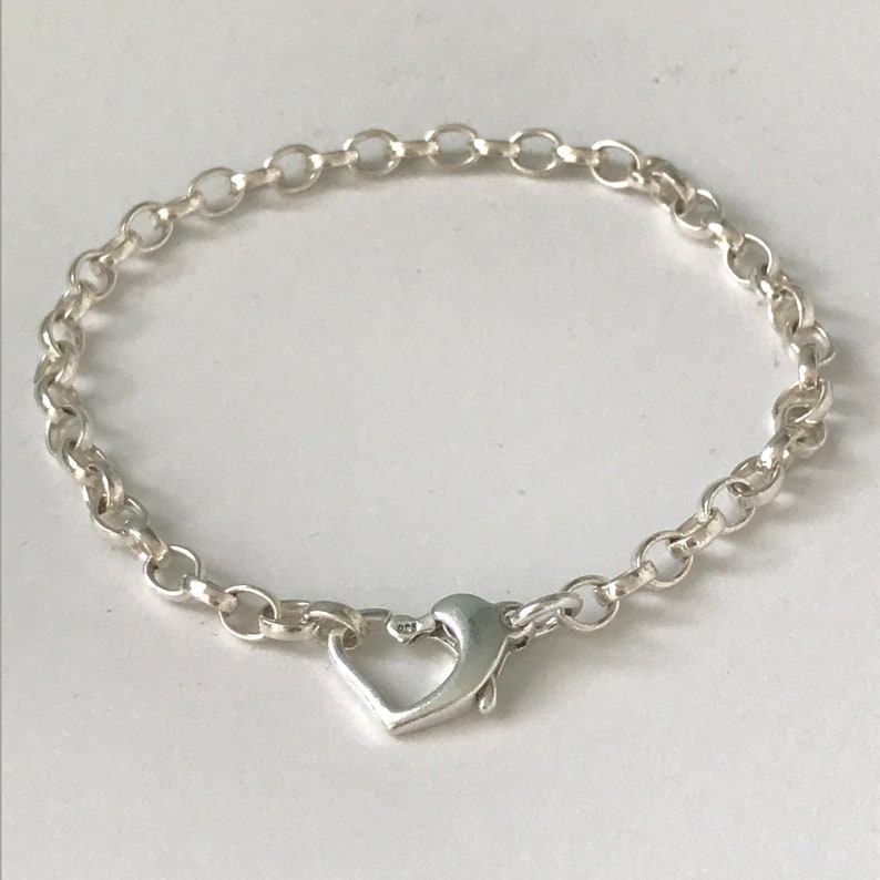 Sterling Silver Heart Clasp Belcher Chain Bracelet UK - Etsy UK