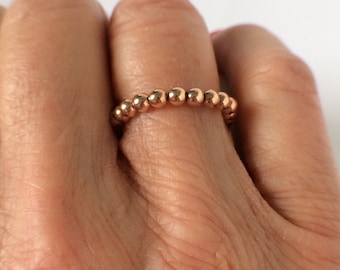 Rose Gold Bead Ring, Rose Gold Filled Stacking Beaded Rings, UK Handmade Gift for Women, Custom Sizes, Gift Boxed, 3mm Ball Beads