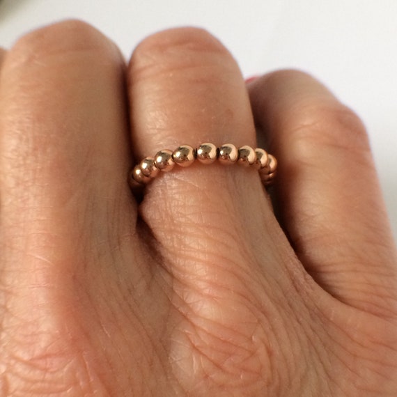Rose Gold Filled Bead Ring: Handmade Stacking Ring, Custom Size