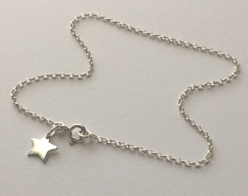 gift for her Sterling Silver Anklet handmade Boho Anklet Ankle Bracelet Ankle Chain Star Charm Anklet bridesmaid gift Star Anklet