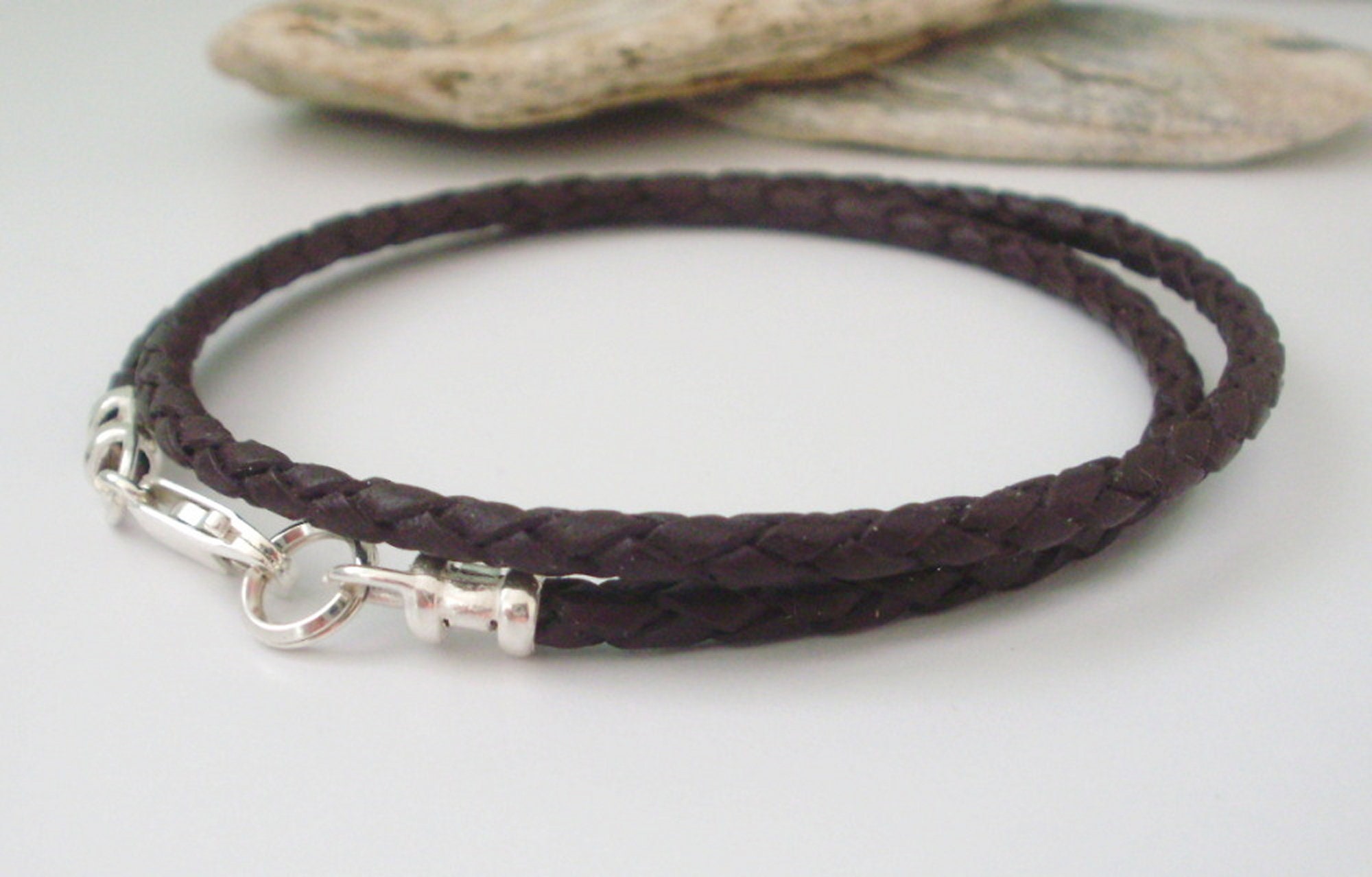 Braided Brown Leather Necklace