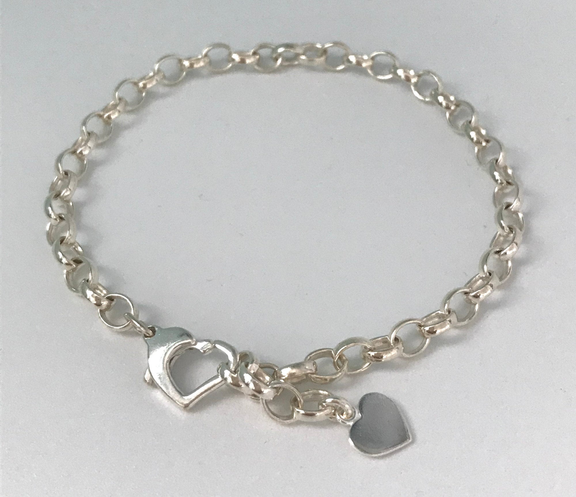 Sterling Silver Heart Clasp Charm Bracelet for Women - Etsy UK
