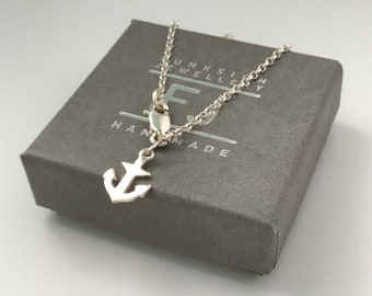 Sterling Silver Ankle Bracelet, Anchor Charm Anklet, UK Handmade Gift for Women, Nautical Gift, Custom Sizes, Gift Boxed