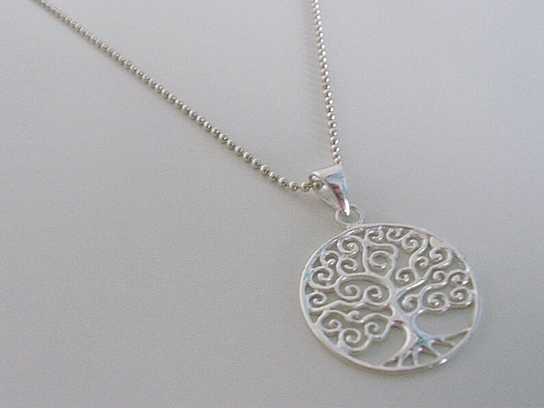 Silver Tree of Life Pendant Necklace 925 Sterling Silver Ball Etsy