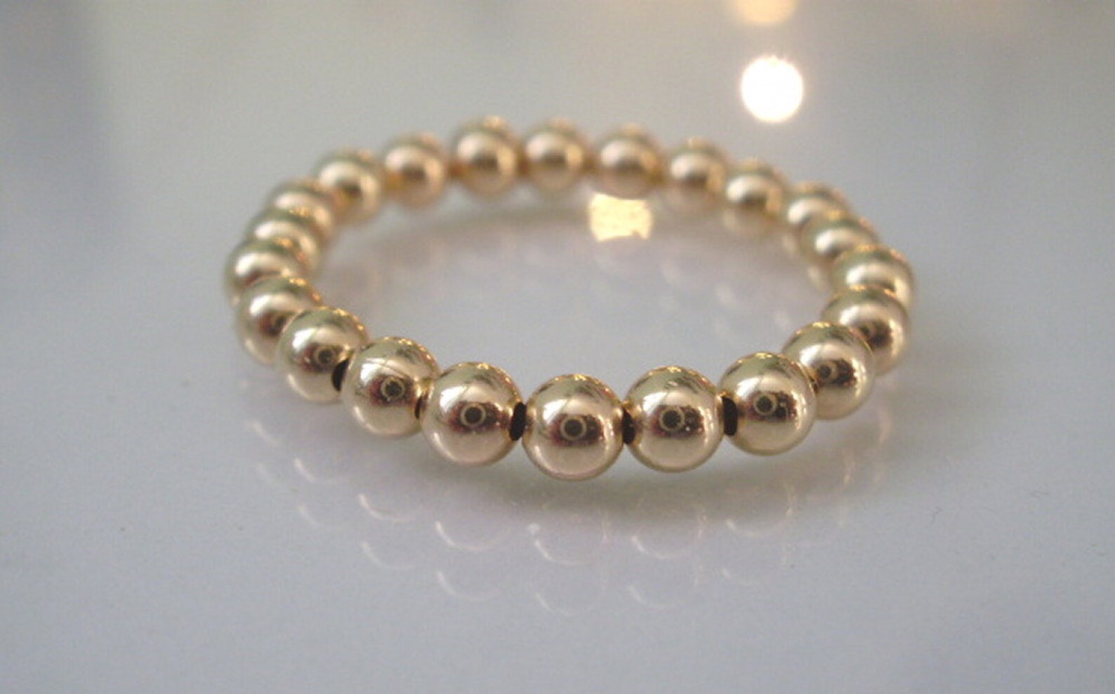 Gold Filled Beaded Stretch Ring 3mm Gold Bead Toe Ring Thumb Etsy UK