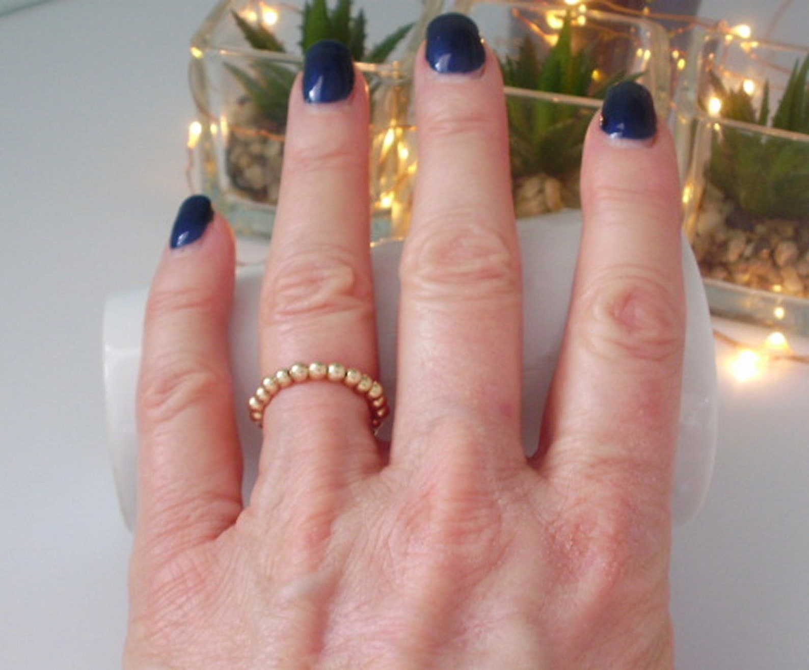 Gold Filled Beaded Stretch Ring 3mm Gold Bead Toe Ring Thumb Etsy UK