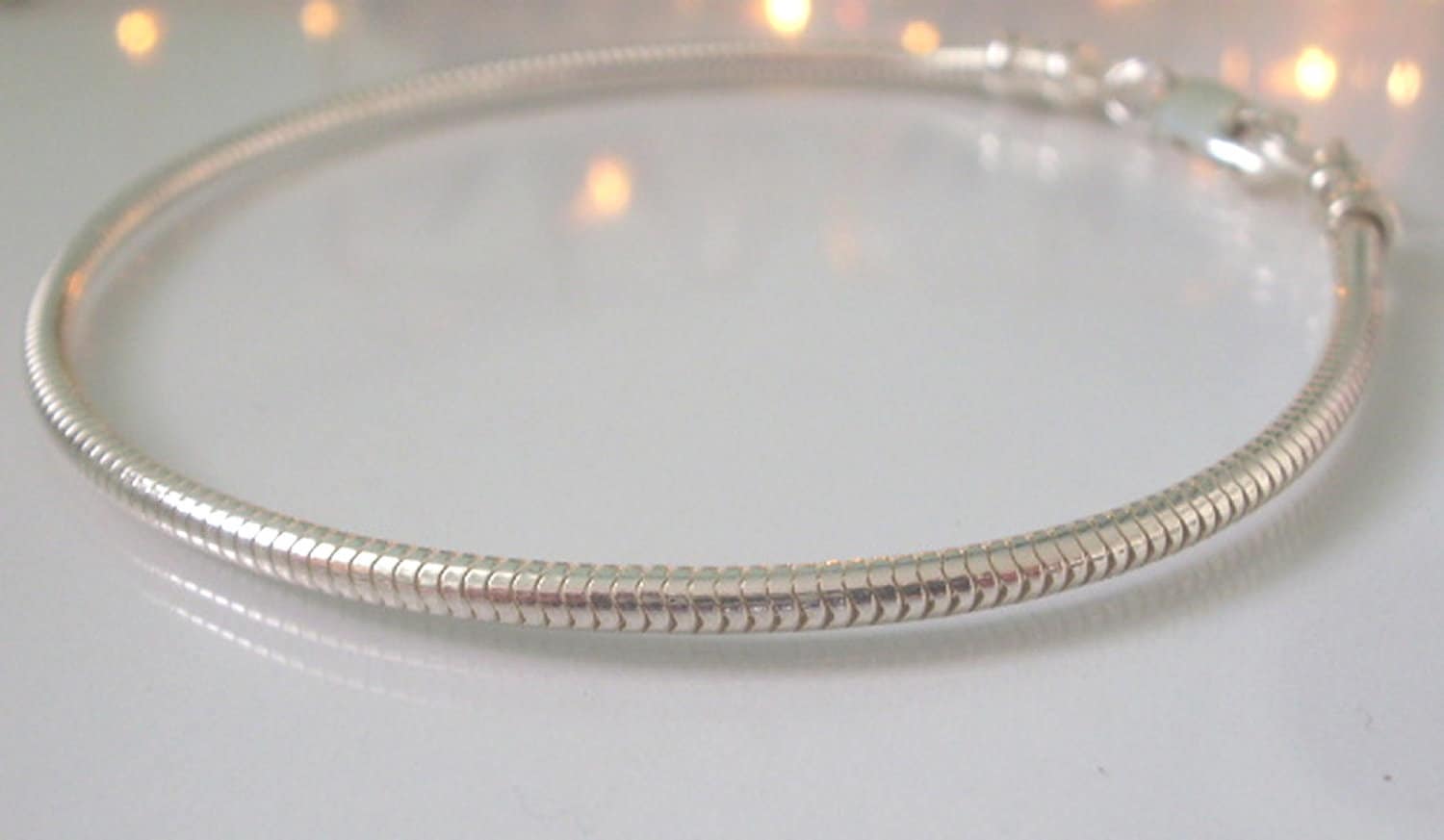 Sterling Silver Snake Chain Bracelet, 2.4mm, with Clasp, Gift for Women
