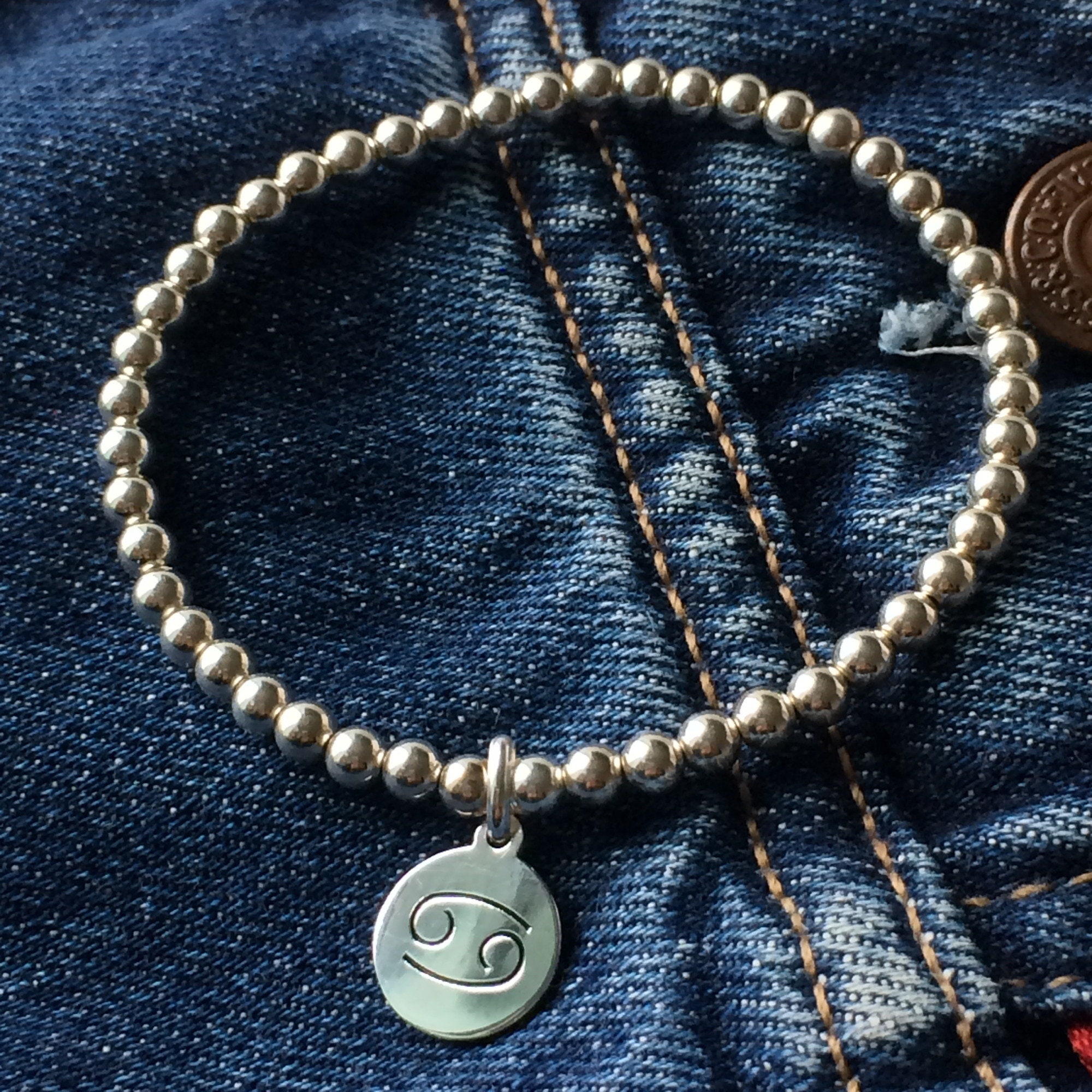 Sterling Silver Zodiac Charm Bracelet, Handmade Star Sign Horoscope