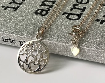 Sterling Silver Heart Pendant Necklace for Women, Heart Design Disc Choker Necklace, UK Handmade Gift for Her, Gift Boxed, Custom Sizes