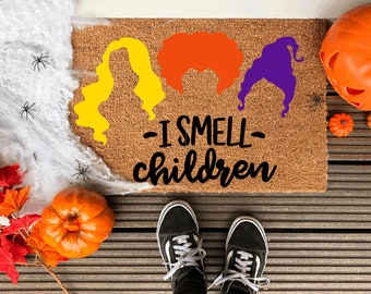 I Smell Children Doormat, halloween doormat, halloween doormat pumpkin, fall décor decorating, fall doormat outdoor, fall doormat,  funny