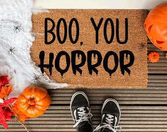 Boo You Horror Doormat, halloween doormat, halloween doormat pumpkin, fall décor decorating, fall doormat outdoor, fall doormat,  funny