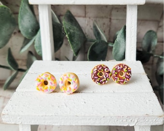 Rainbow Sprinkles Donut Earring Studs