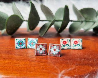 Peranakan Tile Ear Studs