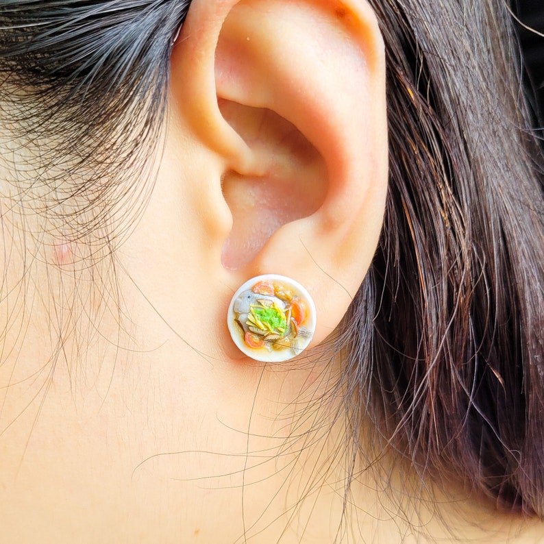 Teochew Steamed Fish and Xiao Bai Cai in Oyster Sauce Mismatched Ear Studs Set Etsy UK
