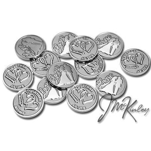 Wedding Arras Coins, Elegant Silver Bride and Groom Love Coins, set of 13