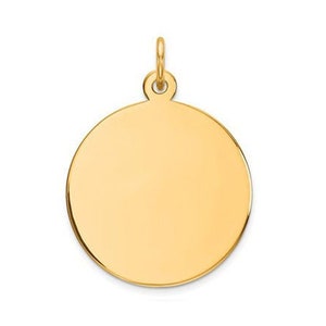 14k 3/4&quot; round Plain Engravable Round Circle Charm Disc, 19mm/ diameter