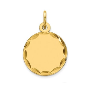 5/8 inch Gold Plated over Sterling Silver Engravable Round Polished Disc Charm