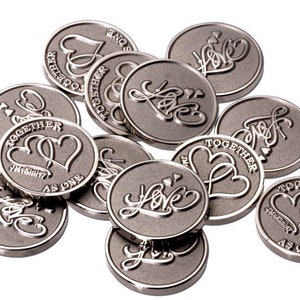 Wedding Arras Coins, Elegant Silver Love Style in Cursive