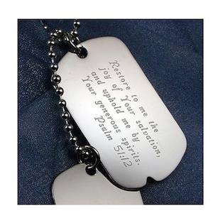 Customized Sterling Silver Engraved Military Dog Tags with notch, optional  24&quot; Sterling Ball Chain