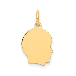 1/2&quot; tall 14k gold boy head charm facing right.