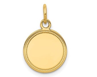 1/2" wide 14k Engravable Round Disc Charm