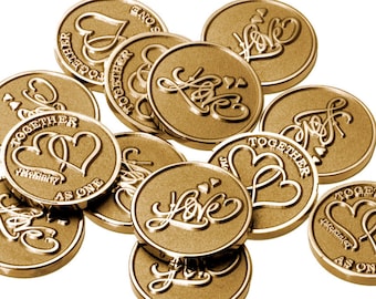 Wedding Arras Coins, Elegant Gold Love Style in Cursive