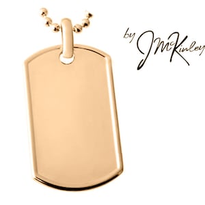 Dog Tags with Elegant Rolled Edge and 24 inch chain Gold or Silver