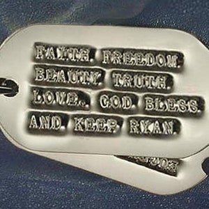 One Customized Sterling Silver Debossed Military Dog Tag with 24&quot; Sterling Ball Chain, item number DT2