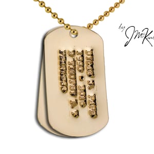 14k Solid Gold Debossed Military Dog Tags, NO NOTCH