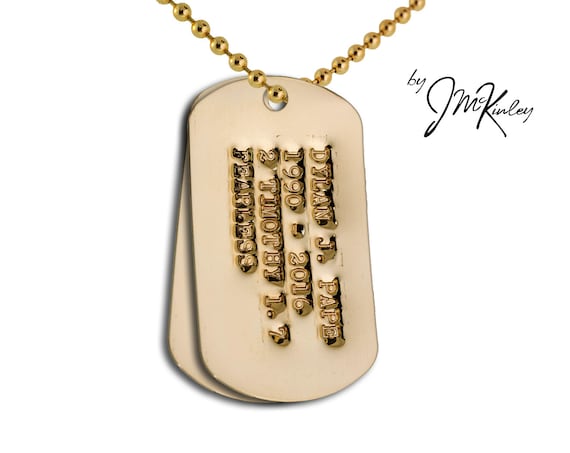 14k Solid Gold Debossed Military Dog Tags NO NOTCH Etsy