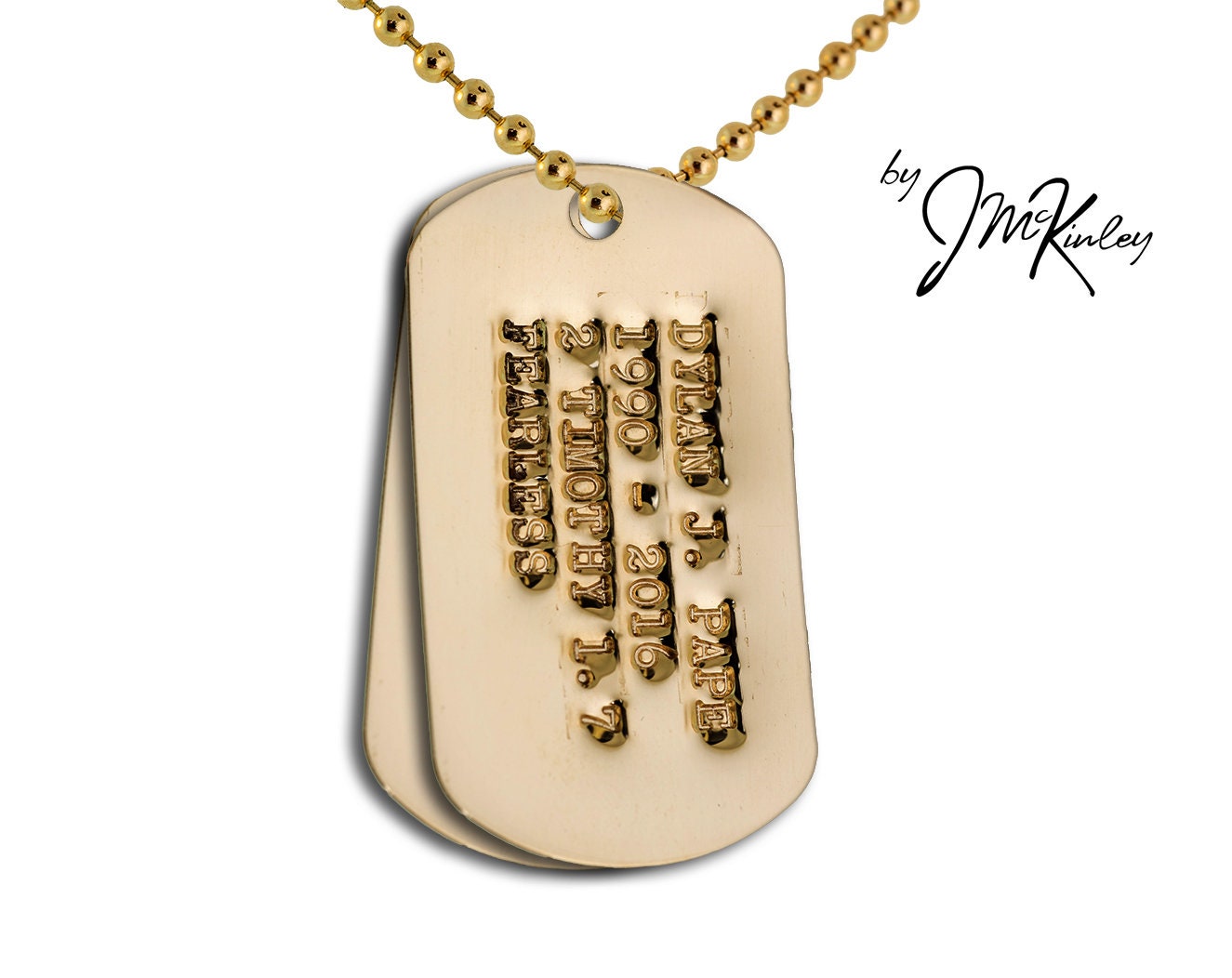 14K Solid Gold Debossed Military Dog Tags No Notch