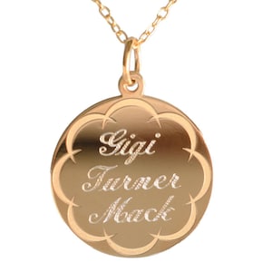 3/4 inch Gold Plated over Sterling Silver Engravable Round Polished Disc Charm