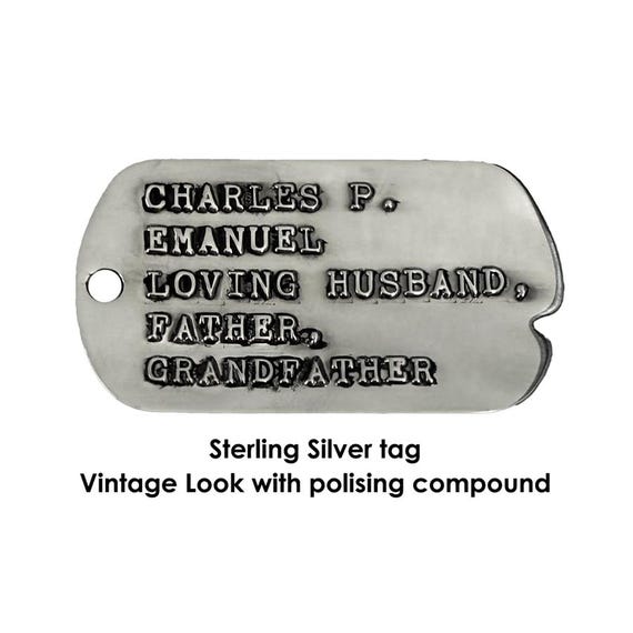 Sterling Silver Embossed Military Dog Tag With Notch, One or