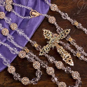 CLOSEOUT PRICE Stunning Wedding Lasso: 56 stunning shiny rhinestone balls and beautiful gold cross +interchangeable crucifix. Wedding Lazo