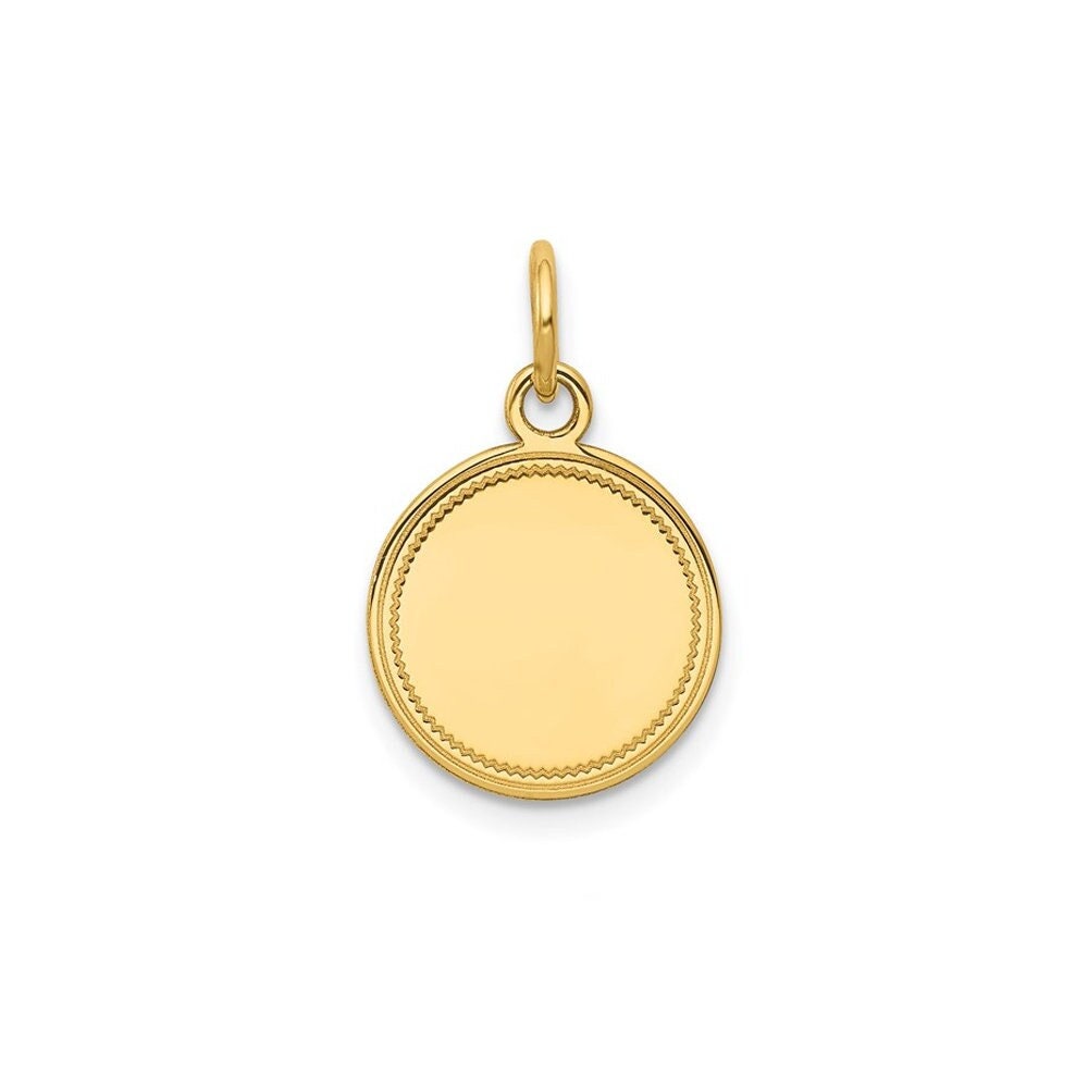 1/2 inch, Engravable 14k Gold Disc Charm Necklace with Link Chain - Sm -  Sandy Steven Engravers