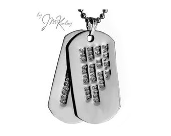 One Customized 14k White Gold Debossed Military Dog Tag
