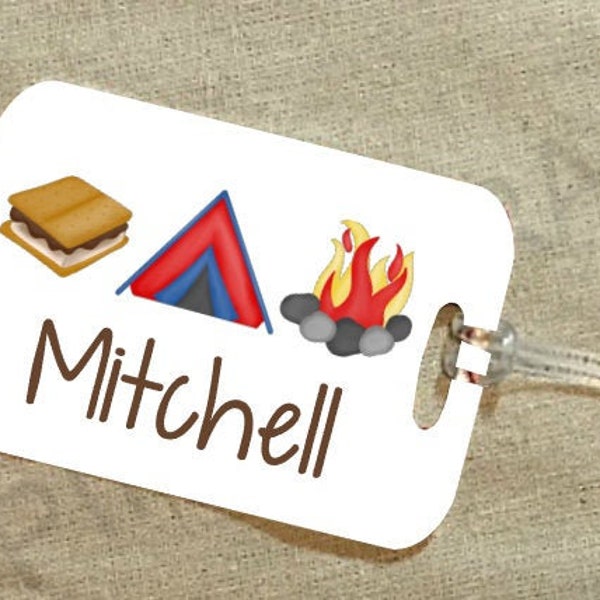 Camping Luggage Tag, Camp Accessories, Camping Gift, Kids Camping, Summer Camp Gifts