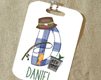 Fishing Luggage Tag, Kids Fishing Fishing Party Favors, Fishing Christmas Gifts, Fishing Gifts for Kids, Fishing Baby Gift