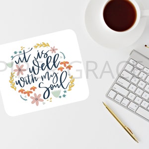 Religious Mouse Pad, Christian Mousepad, Floral Mousepad, Floral Mouse Pad, Mother&#39;s Day Gift, Housewarming Gift Ideas, Office Gift