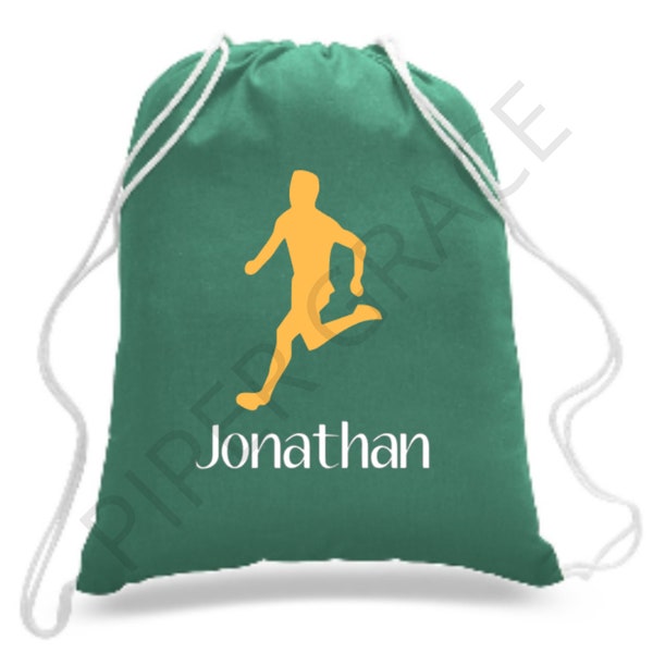 Track and Field Drawstring Bag, Track Team, Running Bag, Running Boy, Drawstring Backpack, Personalized Drawstring Bag, Drawstring Bag