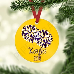 Cheerleader Ornament, Cheerleader Gifts, Cheer Gift Ideas, Personalized Cheerleading Gifts, Cheer Team Gifts, Pom Pom Ornament