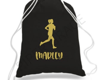 Track and Field Drawstring Bag, Cross Country Girl, Running Girl, Drawstring Backpack, Personalized Drawstring Bag, Drawstring Bag