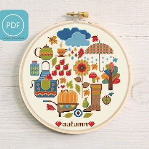 Modern cross stitch pattern &quot;Love Autumn&quot;. (P198)
