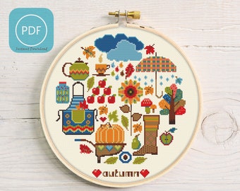 Modern cross stitch pattern "Love Autumn". (P198)