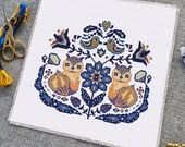 Modern cross stitch pattern "Scandinavian Folk Art featuring Fox". (P203)