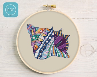 Modern cross stitch pattern "Mandala Sea Shell". (P192)