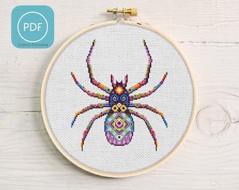 Modern cross stitch pattern &quot;Mandala Spider&quot;. (P194) Embroidery