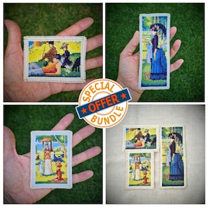 3 in 1 Bundle, Tiny Georges Seurat Bundle, A Sunday Afternoon on the Island of La Grande Jatte. Miniature art cross stitch.