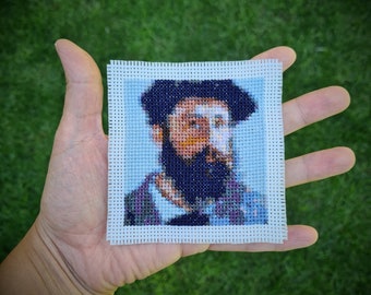 Mini art cross stitch pattern "Claude Monet Self Portrait". (P311) Tiny cross stitch. Mini Masterpiece